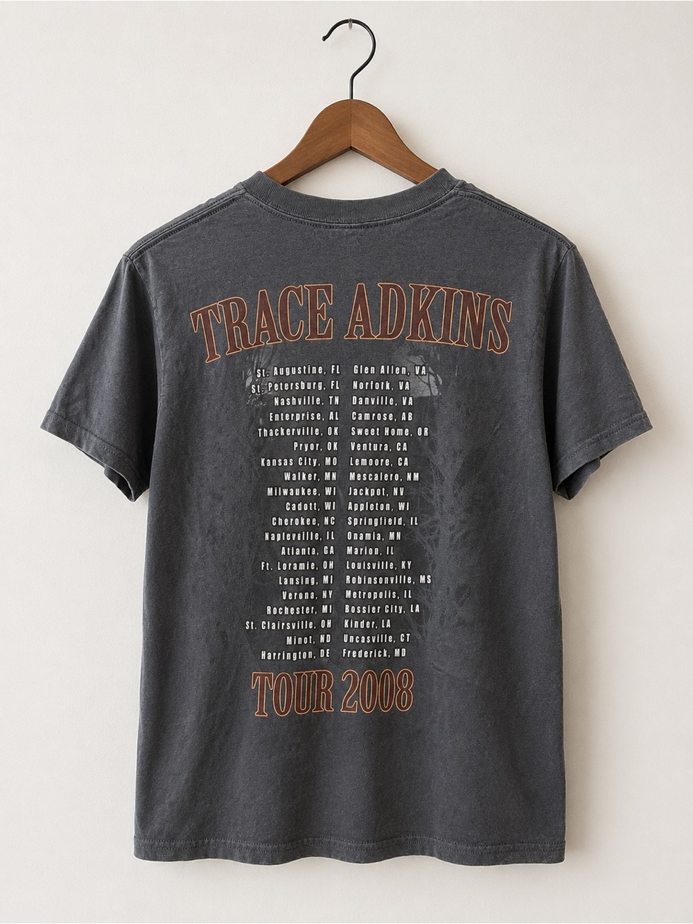 Trace Adkins 2008 Tour Concert T-Shirt Gray Country Music Graphic Tee Size S
